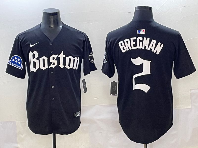 Men 2025 Boston Red Sox #2 Bregman Black Five generations Joint Name Nike MLB Jersey style 16